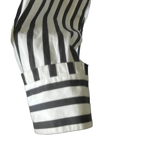 Equipment Striped High Ruffle Collar Long Sleeve Top Navy White Size Small - Picture 5 of 11